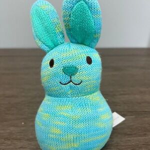 Animal Adventure 2012 Teal & Yellow Knit Rabbit Plush